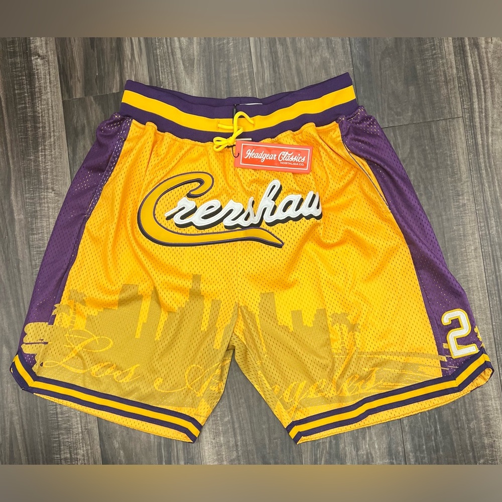 Headgear Classics Crenshaw 24 Kobe Yellow and Purple Men's Shorts